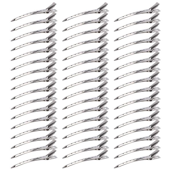 Hedume 200 Pack Duck Bill Hair Clips with Holes, 3.5" Rustproof Metal Alligator Curl Clips for Salon and Women Girls Bows DIY Accessories