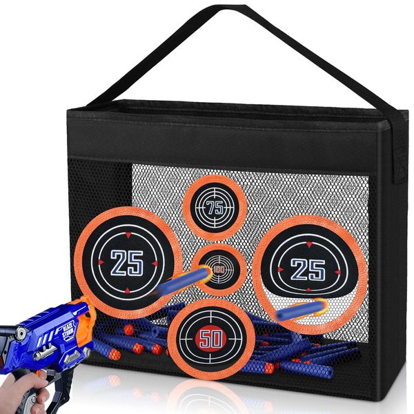 Portable Shooting Target Toy, Darts Storage Mesh Bag Compatible with Nerf Gun Targets, Elite Portable Practice Target, Gift for Kids Ages 6+