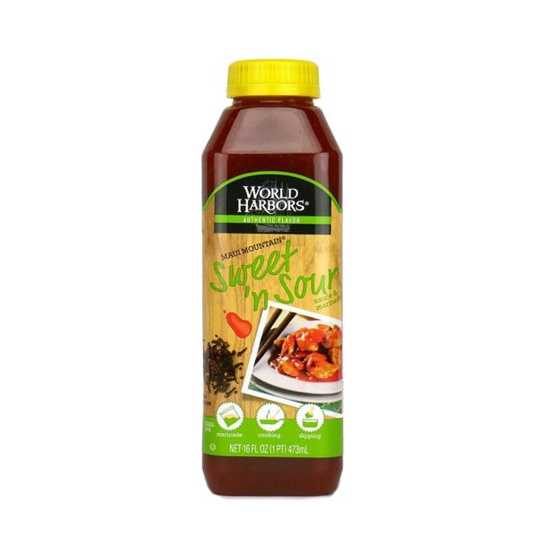 World Harbors Maui Sweet and Sour Sauce - Hawaii Style Perfect for Dipping, Dumplings, Chicken Nuggets, Various Meats Including Beef, Pork, Seafood & Vegetable Made in USA 16-Fl Oz Bottle (Pack of 1)