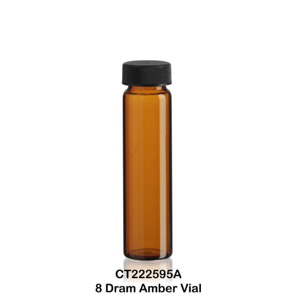 100 Amber Borosilicate Glass Sample Vials w/ Screw Cap 25 x 95 mm 8 Dram - 30 ml