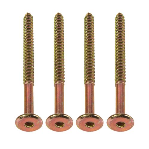 100mm Furniture Wood/Timber Connector Screws Hex Drive Steel Flat Head Set of 4