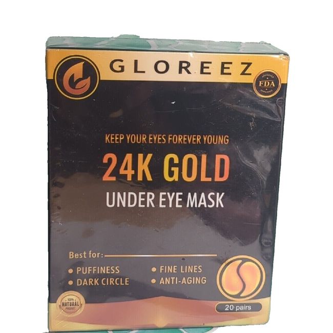 24K gold eye mask 20 PAIRS Anti Aging, Puffiness Gloreez  exp 10/2024