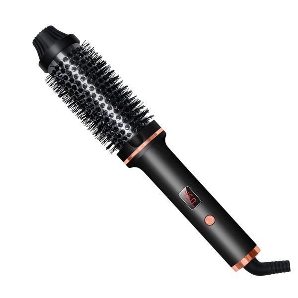 AIKO 1.25 Inch Heated Curling Brush Ceramic Tourmaline Ionic Curling Iron Volumizing Comb, Fast Heat-Up, Dual Voltage, Travel Friendly