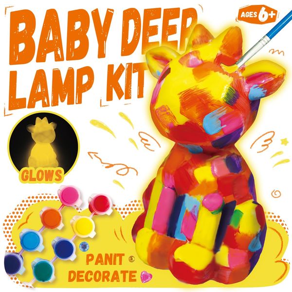 Cokiki Paint Your Own Deer Lamp Kit, Art Supplies DIY Crafts Night Light Painting Kit, Arts and Crafts for Kids Ages 8-12, Birthday Party Holiday Creative Gift for Girls Boys Ages 6 7 8 9 10 11 12+