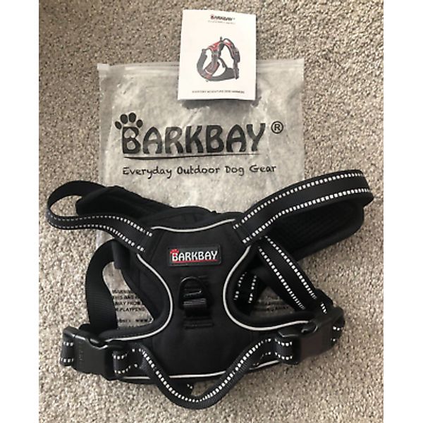 BARKBAY Black No Pull Adjustable Dog Harness with Front & Back Clip