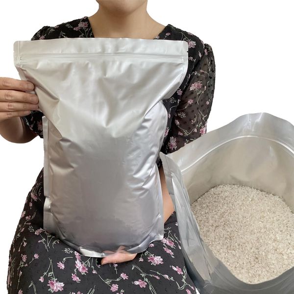 Rice Storage Bag, 11.0 lbs (5 kg), Rice Storage Container, Aluminum Bag, Zipper Storage Bag (Refrigerator Storage) Zipper Included, Blackout Bag (XL: Rice Bag, 10 Sheets for 11.0 lbs (5 kg)