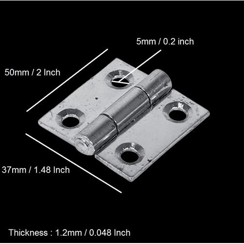 TERF® 10 Pcs Zinc Plated Steel Butt Hinges 50mm Door Butt Hinges Folding 50mm [2 inch] Silver for Home Furniture Bathroom Cabinet Window Internal Doors Including Fixing Screw