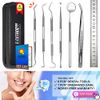Dental Tools, Teeth Cleaning Tools, Plaque Remover for Teeth, Professional Dental Hygiene Kit, Stainless Steel Tooth Scraper Plaque Tartar Cleaner, Dental Pick Scaler Oral Care Tools Set - with Case