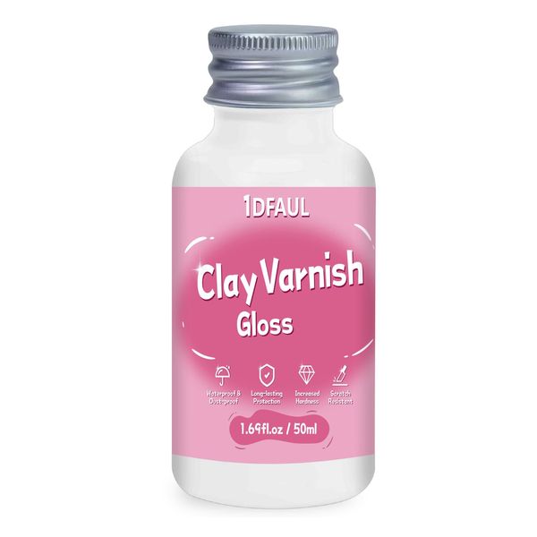 1DFAUL 50ml Air Dry Clay Glaze, Gloss Clay Varnish Sealant to Prevent Clay Cracking Yellowing, Scratch Resistant,Waterproof (Gloss)