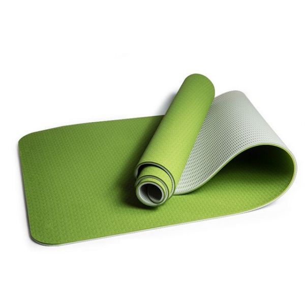 Yoga Mat Thick Double Color Non-slip TPE Yoga Mat Quality Exercise Sports Fitness Gym Home Odorless Pad 1, 06 Grass green