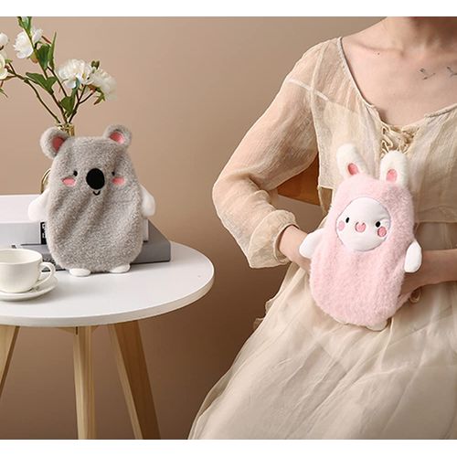 Premium Hot Water Bottle with Soft Cover, Removable 0.5 Litre Children's Hot Water Bottle, Safe and Durable Natural Rubber, Warm Hot Water Bottle, Best Gift (Hare Pink)