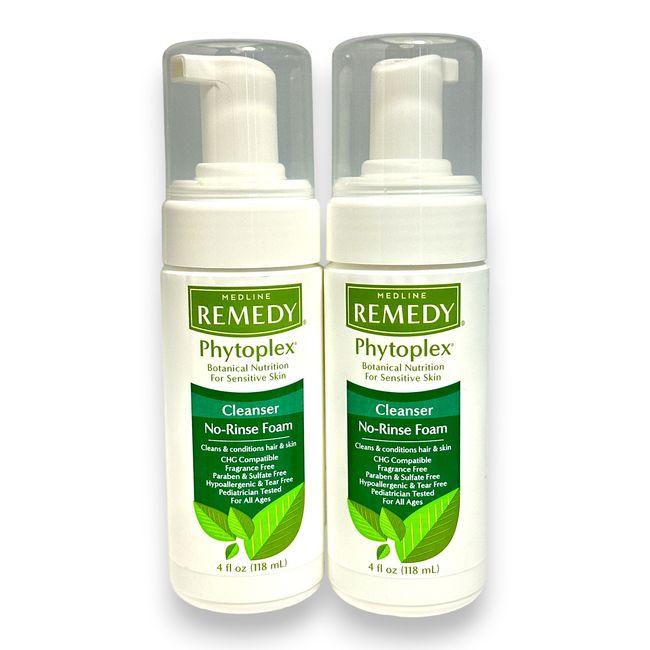 Medline Remedy Phytoplex Cleanser No-Rinse Foam Sensitive Skin (118mL) LOT OF 2