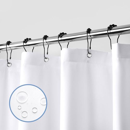 downluxe Waterproof Fabric Shower Curtain Liner - Soft Cloth Shower Liner with 3 Magnets, Shower Curtains for Bathroom, Machine Washable & Hotel Quality, 70" W x 72" H, White
