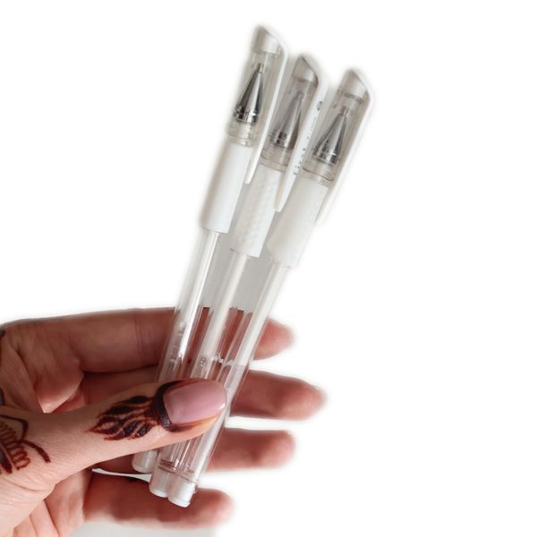 BEAUTYMEHNDI STORE 3pcs - White Marking Pen for Precise Henna Application on Skin | Beginner kit Set White Marking for a Clear Contour of Mehendi Application