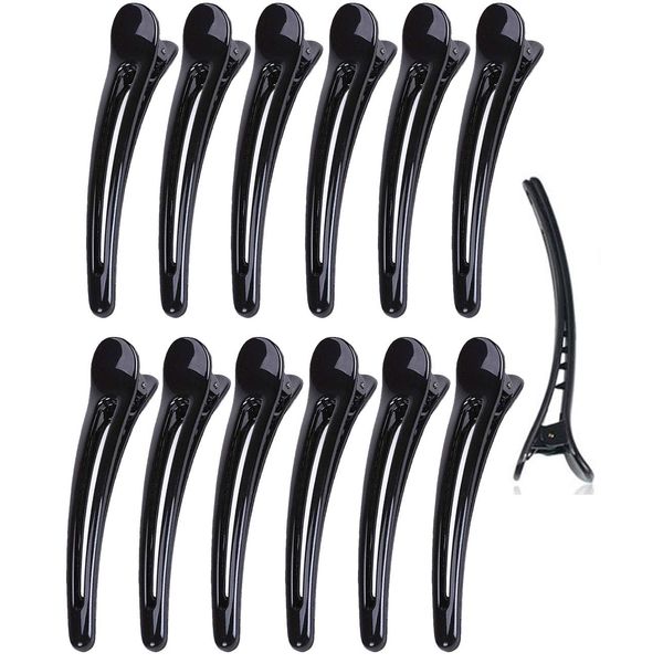 Shefun Dakar JP161 (95) Professional Use, Large, Black, Hairdresser, Commercial Use, Strong, Non-marking Hair Clips, Set of 6, 3.1 inches (8 cm), 3.7 inches (9.5 cm), 4.7 inches (12 cm)