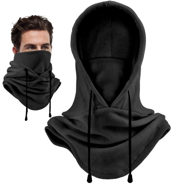 Oldelf Ski Mask Fleece Mask Warm Balaclava Stay Warm and Comfortable Face Mask for Men Women Breathable Sports Mask- Black