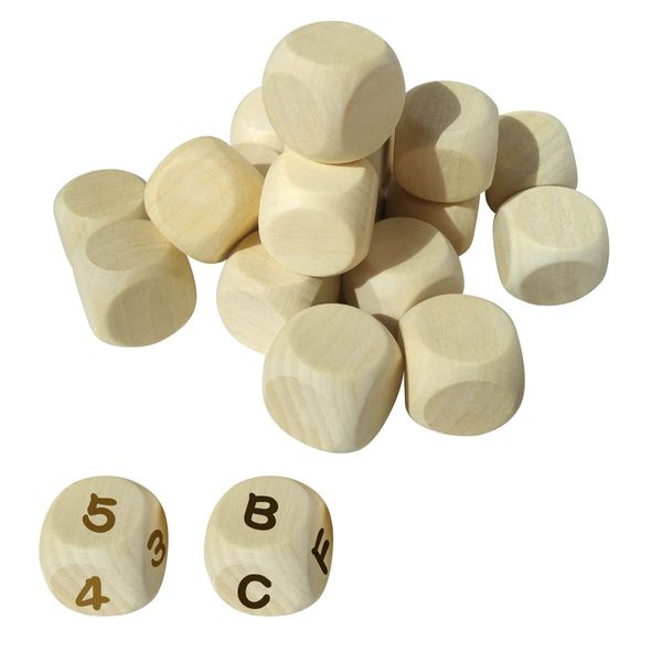 Jagowa 25 Pcs DIY Blank Standard Game Dice Blank Dice, 20mm Wooden Blank Dice Set with 6 Unpainted Square Sides DIY Dice Cube for Kids Indoor Outdoor Yard Craft Board Games