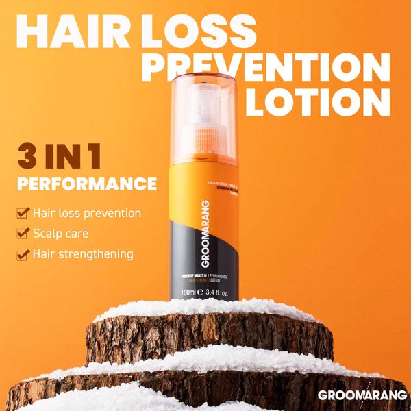 Groomarang 'Power of Man' Hair and Beard Growth Kit – 3-in-1 Hair Loss Prevention & Beard Growth System | 100ml Hair Loss Lotion + 0.5mm Titanium Derma Roller | Stimulates Hair & Beard Growth