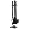 5PCS Fireplace Tools Set Wrought Iron Fire Place Tools Holder w/ Handles Tools