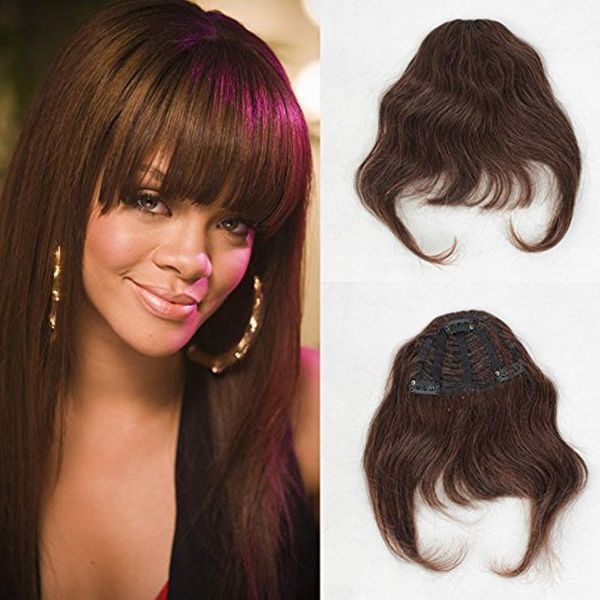 ZanaWigs Human Hair Bang Clip in on Bangs Fringe Short One Piece Silky Straight Hair Extention for Women