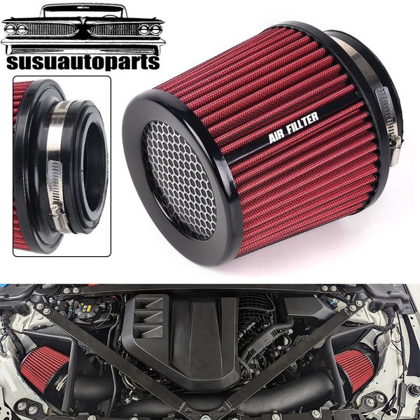Red 3", 3.5", 4" Inlet, 6.5" Tall High Performance Cold Air Intake Air Filter