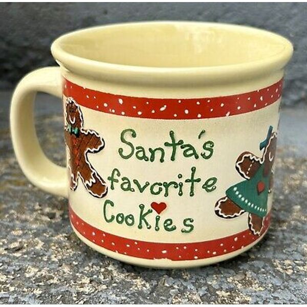 Santas Favorite Cookies Hot Chocolate Coffee Mug Gingerbread Man 10 oz