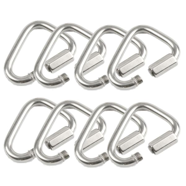 HOUSON 8PCS M5 Delta Quick Link, 304 Stainless Steel Triangle Locking Carabiner Chain Link Carabiner Clips for Hammocks Punching Bags Swing Chairs Gym