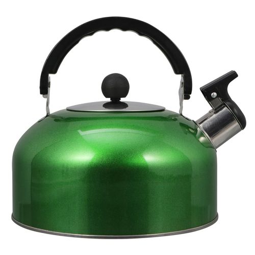 Cabilock 2L Stainless Steel Whistling Tea Kettle for Stove Top, Green Stovetop Kettle with Ergonomic Handle, Loud Whistle, Compatible with Gas and Induction Cookers