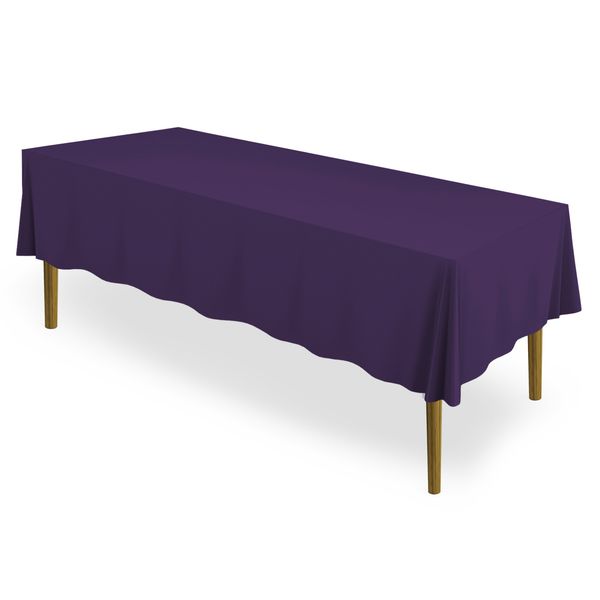 60" x 102" Rectangular Polyester Fabric Tablecloths for Wedding - Purple