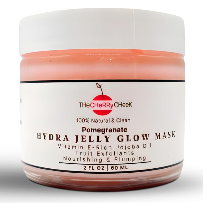 The Cherry Cheek Hydra Jelly Glow Mask - Face Skin Care Hydrating Facial Gel with Jojoba Oil, Vitamin E - Professional Facemask for Women and Men - Moisturizing Calming Treatment for Acne - 2 Fl Oz