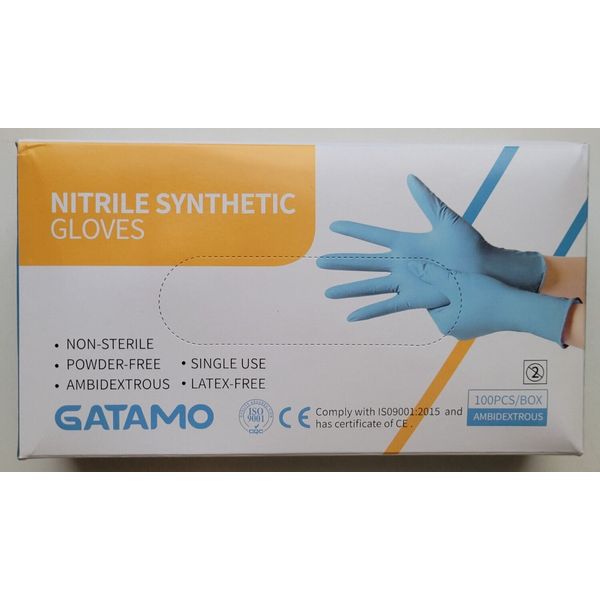 100 quality disposable powder-free nitrile gloves, medium size by Gatamo