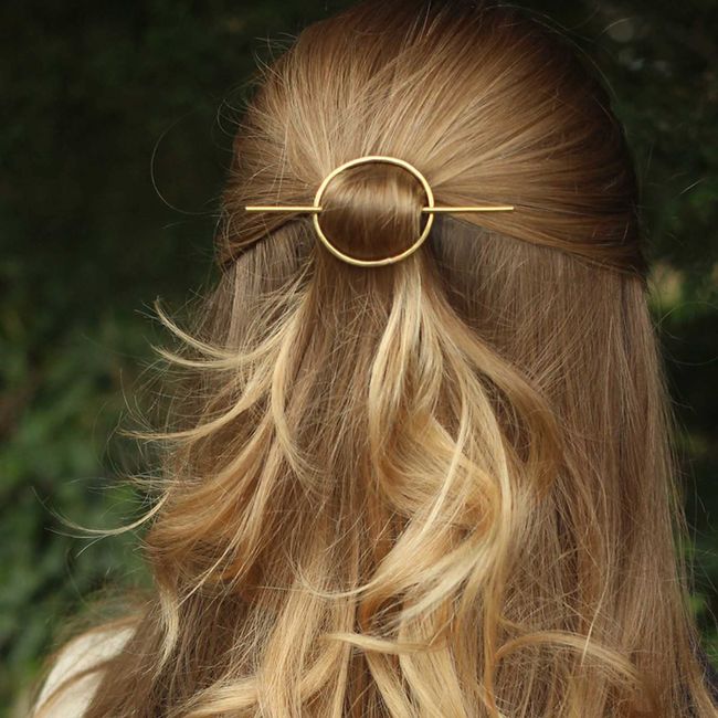 Wendalern Circle Stick Haarspangen Haarspange Geometrische Runde Haarspange Clip Metall Haarhalter Clips Gold Minimalistische Haarspangen Dekorativer Haarschmuck für Frauen und Mädchen