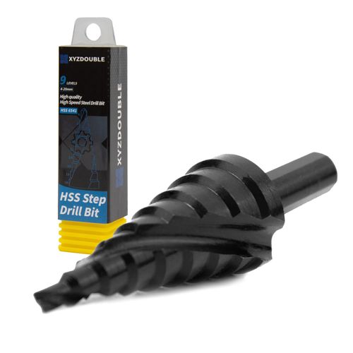 HSS Step Drill Bit 4-20mm High Speed Steel Step Cone Drill Bits Hole Cutter Hex Shank Metric Double Slot Cone Cutting Drill for Wood Sheet Metal PVC Thin Metals