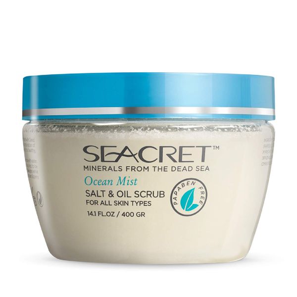 SEACRET Body Scrub - Salt & Oil Body Exfoliator with Dead Sea Minerals and Essential Oils, Ocean Mist Scent 14.1 FL.OZ.