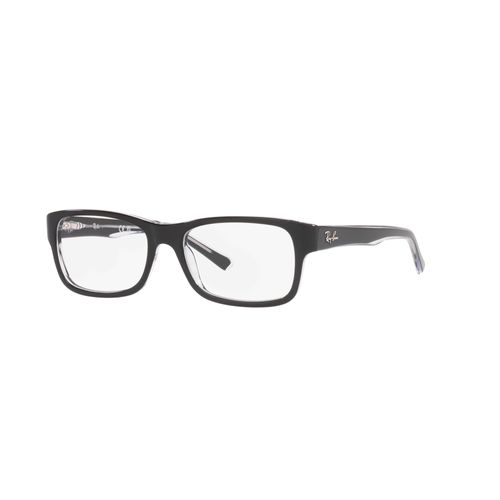 Ray-Ban RX5268 Rectangular Prescription Eyewear Frames, Black on Transparent/Demo Lens, 52 mm