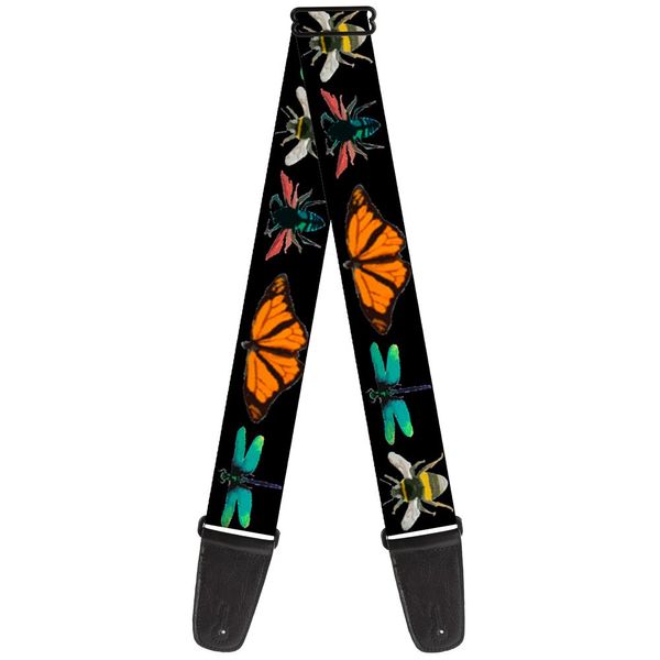 Buckle-Down Guitar Strap Insects Close Up Black 2 Inches Wide