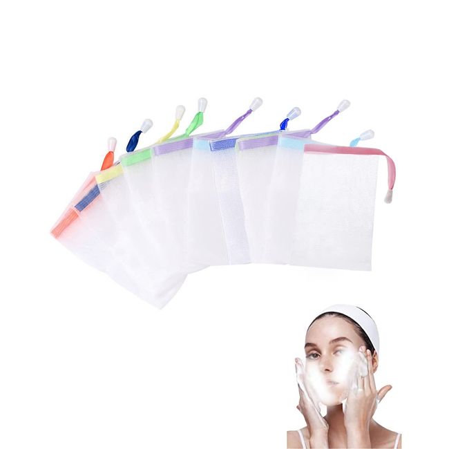 Samkos Soap Net, Whisk Net, Soap Bag, Soap Bag, For Face Washing, Soap Net, Random Color, Set of 10