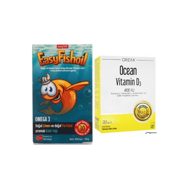 Omega 3 Çiğnenebilir 30 Jel Tablet Ve Ocean Vitamin D3 400ıu Sprey 20 Ml