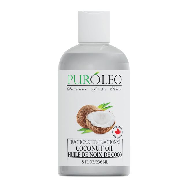 PURÓLEO Fractionated Coconut Oil 8 Fl Oz/236 ML 100% Natural & Cold Pressed Skin and Hair Organic Coconut Oil Liquid Coconut Oil Coconut Skin Oil Hair Oil Body Oil Baby Oil Massage Oils