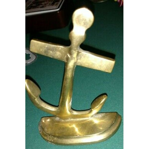 Solid Brass One Lb. Ship Boat Anchor MOUNTED ON STAND