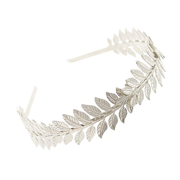 Leaf Headband Roman Goddess Crown Hair Band Boho Bridal Christmas Hair Hoop Women Girls Wedding Hairband Party Decoration Headdress Cosplay Costume Headwear Handmade Headpiece Hair Accessories Silver