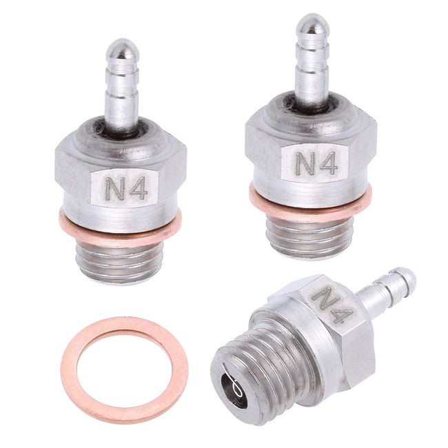 Hobbypark 70117 RC Medium Hot Glow Plugs No.4 N4 Platinum/Iridium Super Duty Spark Engine Parts for RC Traxxas Redcat Nitro Car Truck Buggy (Pack of 3)