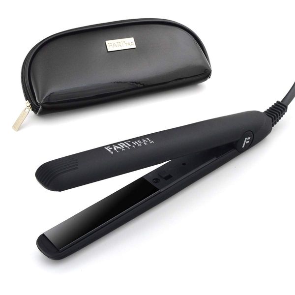 FARI Travel Mini Hair Flat Iron 1/2 Inch Ceramic Tourmaline Hair Straightener with Travel Bag Dual Voltage Travel Iron for Worldwide Use Temp 180°C (Black)