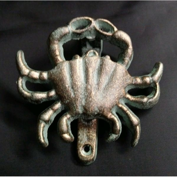 Nautical Ocean Hardware Verdigris Crab Door Knocker Tropical Beach House