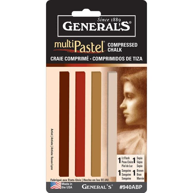 General Pencil Company Compressed Pastel Chalk 4-Pack: Earth Tones