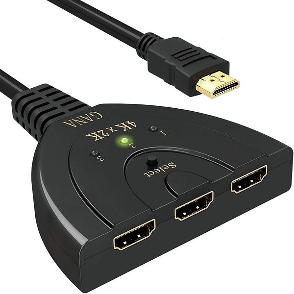 GANA HDMI Switch, 3 Inputs to 1 Output, 1080p and 3D Support black