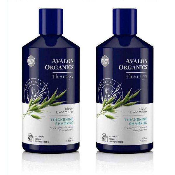 Avalon Organics Biotin B-Complex Thickening Shampoo, 14 Fluid Ounce (Pack of 2)