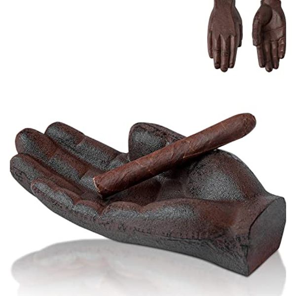 Cigar Gift for Men - Cast Iron Cigar Ashtray - Rustic, Sophisticated, Heavy Duty Metal - Use as Decorative Tray, Paper Weight or Book End in Your Office