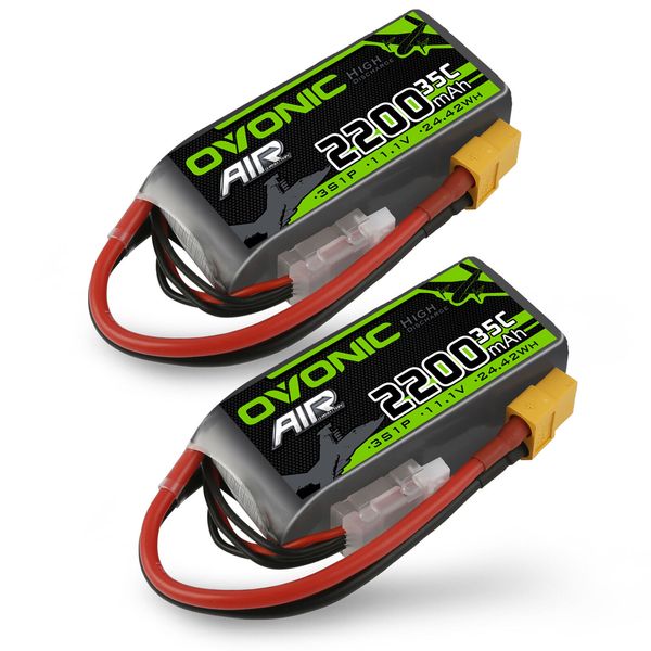 2X OVONIC 3S 35C 11.1V 2200mAh Short LiPo Battery For RC Airplane Heli EDF Jet