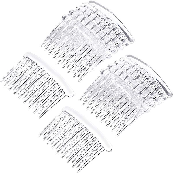 Gejoy 12 Pieces Plastic Teeth Hair Combs Tortoise Side Comb Hair Accessories for Fine Hair (Transparent)